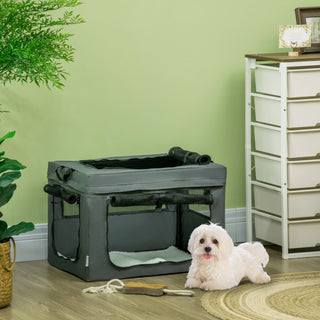 Hundetransport med netvindue og hynde, Oxford Grå Kattetransport til Hunde op til 4 kg