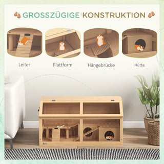 Hamsterbur til syriske hamstere og dværghamstere, med platform, hængebro, bur, 85 x 45 x 44 cm