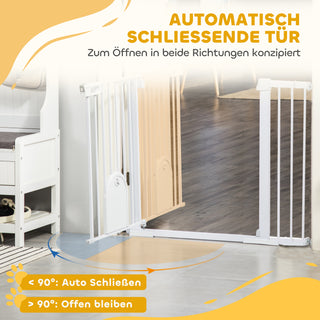 Dørsikkerhedslåge Trappegitter Hundebarrier Sikkerhedslåge til Kæledyr Hundegitter Klemmebeslag Metal ABS Hvid 75-131 x 76 cm