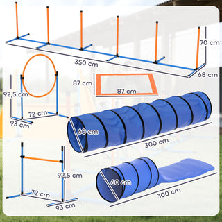 Agilitysæt til hunde, 11-delt agilityudstyr til hunde med 2 tunneler, højdejusterbar sjippering og hækkeløb, slalomstang