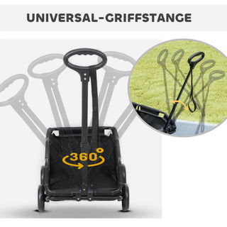 Hundeklapvogn, Sammenklappelig Hundeklapvogn til Små Hunde op til 4 kg, Sammenklappelig Katteklapvogn med Styr, Vaskbar Hynde, Sikkerhedsline, Opbevaringspose, 4 Hjul, Sort