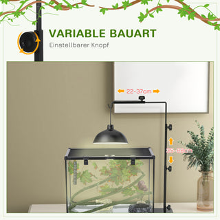 Reptile Lamp Stand Justerbar Varmelampeholder med 4 Ledningshuller Lavet af Sort Stål til Terrarier
