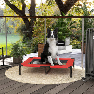 Erhöhtes Hundebett Haustierbett 92x76x18cm Outdoor Hundeliege atmungsaktiv für große Hunde Camping Oxford Rot