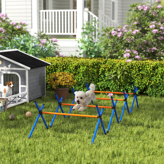 Agilitysæt til hunde, 4-delt agilityudstyr med forhindringer, bæretaske, højdejusterbart træningssæt til små hunde