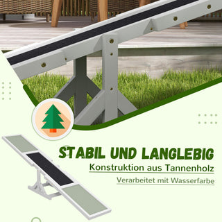 Hundesav, hundeagility-vippe af træ, skridsikker hundeagility-rampe til hunde under 30 kg, til balance, 180 x 30 x 30 cm hvid