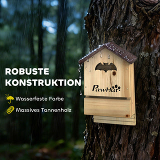 Flagermuskassesæt med 3 stk. lavet af fyrretræ, flagermushus til ophængning i haven, 21,5 x 11,5 x 34 cm