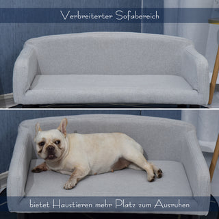 Hundesofa, Stilfuld kæledyrssofa med betræk og træben, 82x54x36cm til små hunde og katte