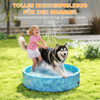 Hundepool Sammenklappelig soppebassin med springvand og vandpudedesign Ø120 x 30 cm Skridsikkert hundebadekar Swimmingpool til hunde og katte