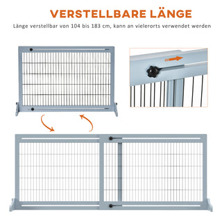 Hundesikkerhedsgitter, trappesikkerhedsgitter, 180 cm højt, højdejusterbart, grå + sort