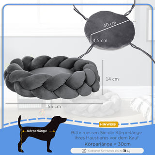 Hundesofa Maskinvaskbar med Pude Rund Katteseng 55 cm x 55 cm x 14 cm til Små Hunde Velvet Touch Grå