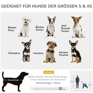 Hundebuggy, foldbar hundevogn med netvindue til små hunde og katte, 2 sikkerhedssnore, Oxford-materiale i blå