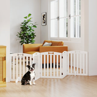 Fritstående hundegitter med støttefødder, til dørkarme, gange, trapper, 258 x 30 x 61 cm, hvid