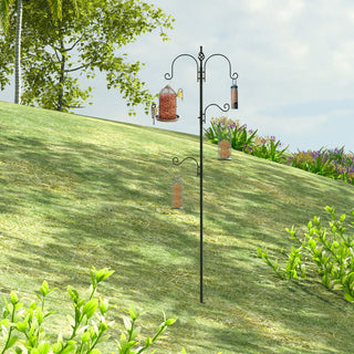 Fuglefoderhus Dekorativ Fuglefoderhus til Vilde Fugle med 4 Kroge 54,5 x 54,5 x 208 cm Sort