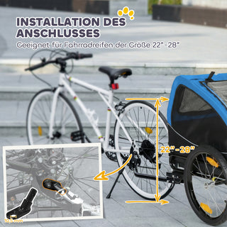 Sammenklappelig hundetrailer med reflekser, netvindue, hjul, dør, sikkerhedsflag til hunde op til 20 kg, 138x70x89 cm, blå