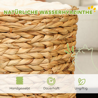 Kradsetønde til Katte, 50 cm høj kattetønde med 2 huler, Kradsetræ med hynde, Vandhyacint-kattetårn, til katte op til 3,5 kg, Lysebrun