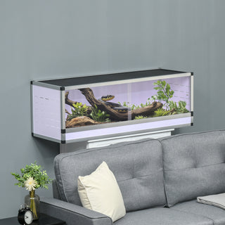 Terrarium Krybdyravlskasse til Krybdyr, Padder og Spindlere Lavet af Aluminium, Hvid+Sølv+Sort, 120 x 40 x 40 cm