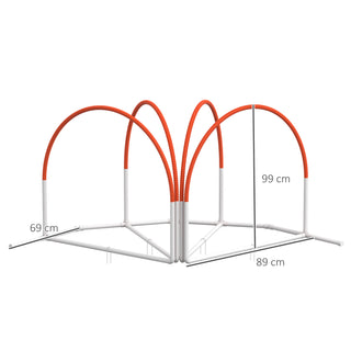 Agility-sæt til hunde, 4 dele, inkl. bæretaske, plastik, 89 x 69 x 99 cm, hvid + orange