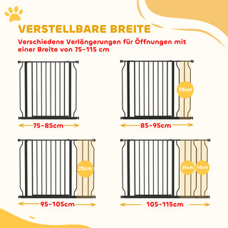 Hundegitter, Klemmemontering, Justerbar Længde, Stål/ABS, 75-115 x 76 cm, Sort
