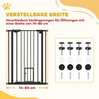 Hundegitter, Dobbeltlåsende, Selvlukkende Dør, 104 cm Høj, Stål, Sort