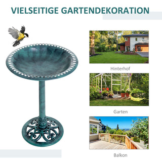 Fuglebad med stativ 69,5 cm til vilde fugle, fuglefoderautomat og fuglebad til have og altan