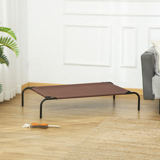 Hundesofa med udskiftningsbetræk, stor udendørs hundemåtte, katteseng grå og brun, robust jernramme 110 x 68 x 20 cm for komfort