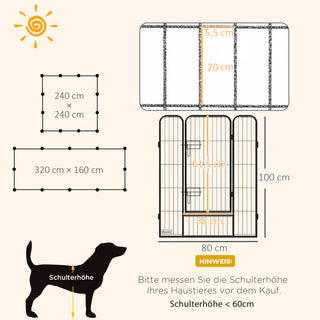 Hvalpegård, sæt med 12 dele, foldbar hvalpegård med 2 døre, 12 stålnetpaneler, hver 80x100 cm, grå