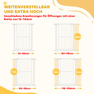 Hundesikkerhedslåge, 76-104 cm Barrieregitter uden boring, Ståltrappegitter, Trappegitter, Sikkerhedslåge, Sikkerhedslåge til trapper, Dør, Gang, Hvid
