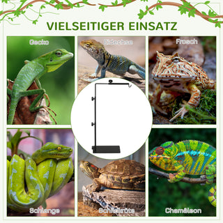 Reptile Lamp Stand Justerbar Varmelampeholder med 4 Ledningshuller Lavet af Sort Stål til Terrarier