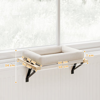 Kattehus med beslag til vindueskarme og radiatorer, hynde, træramme, hvid