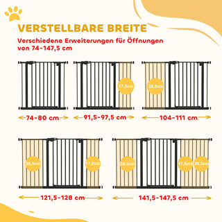 Dørsikkerhedslåge, barriereport, beskyttelseslåge til kæledyr, trappeport uden boring, metalplast, sort 136,3 cm x 76,2 cm