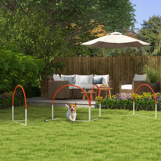 Agility-sæt til hunde, 4 dele, inkl. bæretaske, plastik, 89 x 69 x 99 cm, hvid + orange