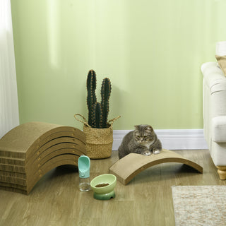 Kradsebræt til Katte, 8 sæt genanvendelige kradsebrætter, Kradsemåtter af bølgepap til kattehjul, Katte op til 5 kg, 55 x 25,5 x 3 cm, Brun