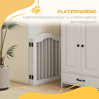 4-delt foldbart hundegitter, hundesikkerhedsgitter, hundebarrier, træ, hvid