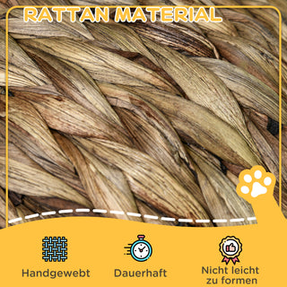 Rattan Kattekurv, Hyggelig Kattehule med Pude, Vandhyacint Kæledyrsseng, Mørkebrun, 42x33x52cm til Afslappede Katte