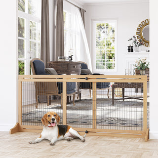 Hundegitter, Trappegitter, 180 cm højt, højdejusterbart, naturlig + sort
