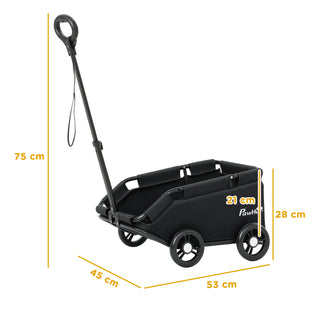 Hundeklapvogn, Sammenklappelig Hundeklapvogn til Små Hunde op til 4 kg, Sammenklappelig Katteklapvogn med Styr, Vaskbar Hynde, Sikkerhedsline, Opbevaringspose, 4 Hjul, Sort