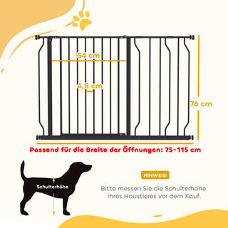 Hundegitter, Klemmemontering, Justerbar Længde, Stål/ABS, 75-115 x 76 cm, Sort