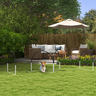 Agility-sæt til hunde, sæt med 4 hundetræningsstave med slalomstave, agilityudstyr til hunde med Oxford-bærepose, sort