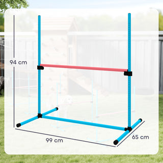 Agilitysæt til hunde, 4-delt, højdejusterbart agilityudstyr med 4 forhindringer, bæretaske, 99 x 65 x 94 cm, lyseblå