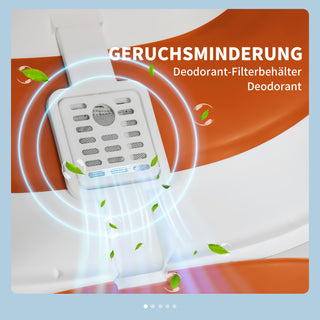 Kattebakke med låg, 52x41x38cm, Deodorant, Gulvgitter, Skovl, til katte op til 5 kg, Hvid/Orange