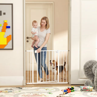 Trappeport, barriereport uden boring, med automatisk lukning til børn, køkken, trappe, 76-103 x 76 cm, hvid
