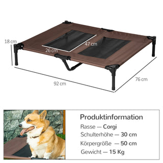 Udendørs hundeseng og hundesofa 92x76x18cm i kaffebrun til komfortabel udendørs soveoplevelse