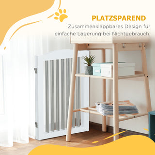 Hundebarrier Sikkerhedslåge Foldbar Hundegitter Stativ 3 Paneler Trappegitter Hvid 154x30x80cm