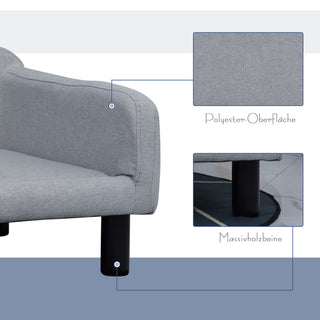 Hundesofa, Stilfuld kæledyrssofa med betræk og træben, 82x54x36cm til små hunde og katte