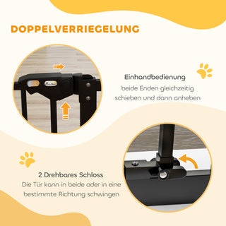 Hundesikkerhedsgitter, 74-80 cm, Trappegitter til Kæledyr, Hundegitter Inklusive Diverse Forlængere, Sikkerhedsgitter Uden Boring, Metal, Plast, Sort