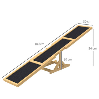 Hundesav, hundeagility-vippe af træ, skridsikker hundeagility-rampe til hunde under 30 kg, til balance, 180 x 30 x 30 cm gul
