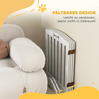 Hundegitter, 4-delt, 207,5 x 61 cm, Sammenklappelig Dørgitter med 2 Støttefødder, Fritstående Hundegitter, Trappegitter til Mellemstore Hunde, Til Entre, Trapper, Hvid