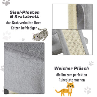 Kradsetræ med Sisalstolper, Kradsebræt, op til 30 kg, Kradsetræ, Lysegråt, 59 x 39 x 83 cm