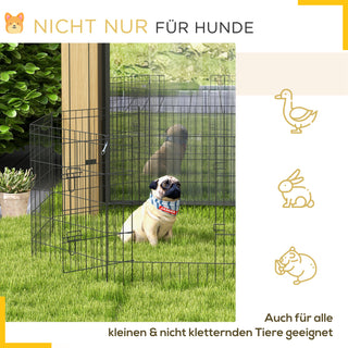 Hvalpegård 76 cm høj, 8-delt hvalpegård med lås, gør-det-selv udendørs hundegård til mellemstore hunde, marsvin, kaniner, metal, sort