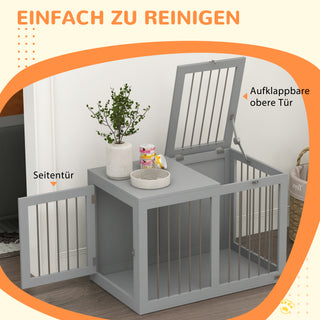 Hundebur Hundetransportkasse, 2 døre, aflåselig, stålnet, 80 cm x 50 cm x 56,5 cm, grå